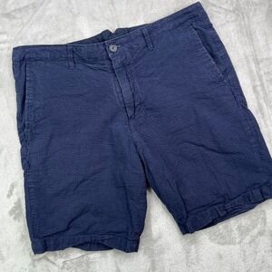 Zara Seersucker Chino Shorts‎ Mens 32 Navy Blue Regular Fit Casual Classy Golf